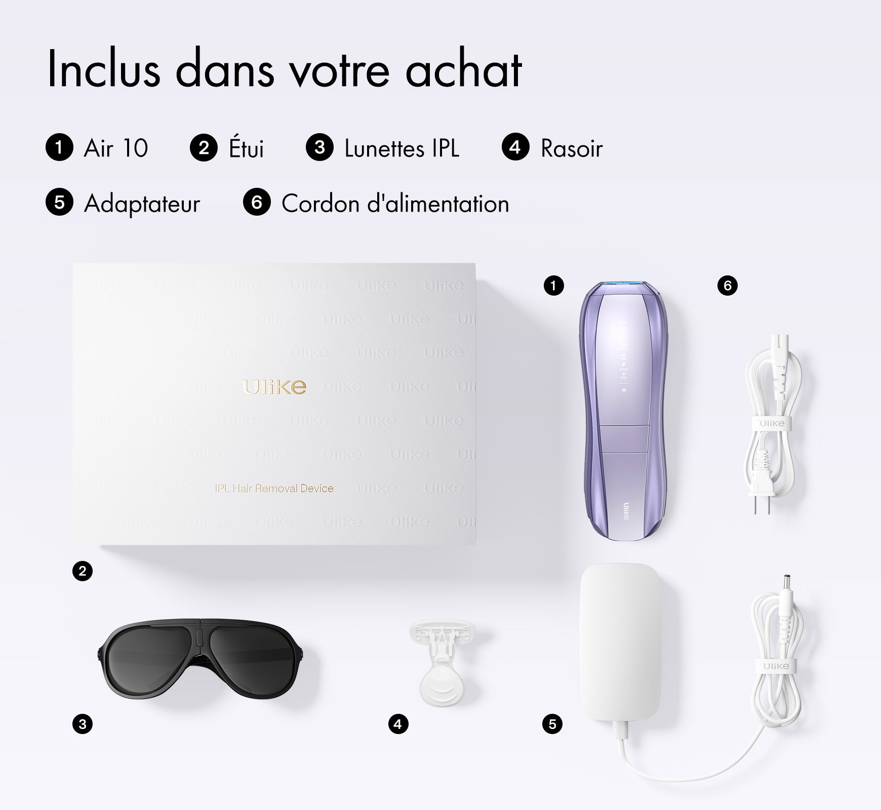 L'épilation efficace et durable avec Ulike Air 10 violet, un rasoir et des lunettes offerts.